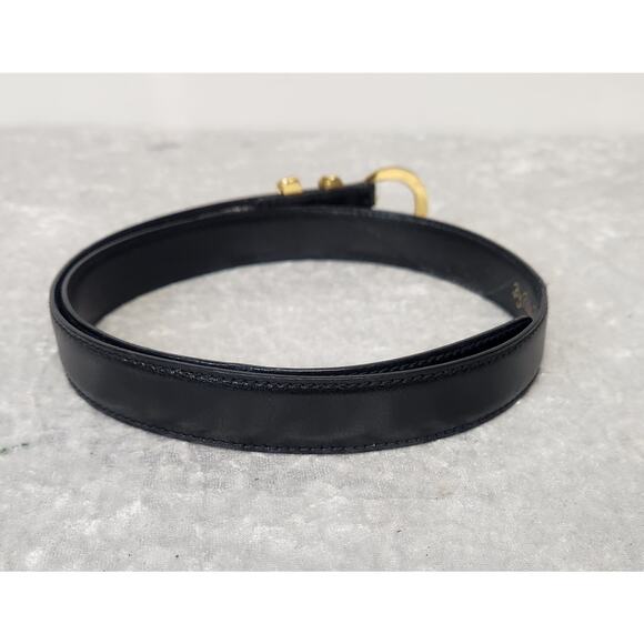 Vintage Paloma Picasso Womens Black Leather Belt with Gold-Tone Buckle-Size XS main image 9
